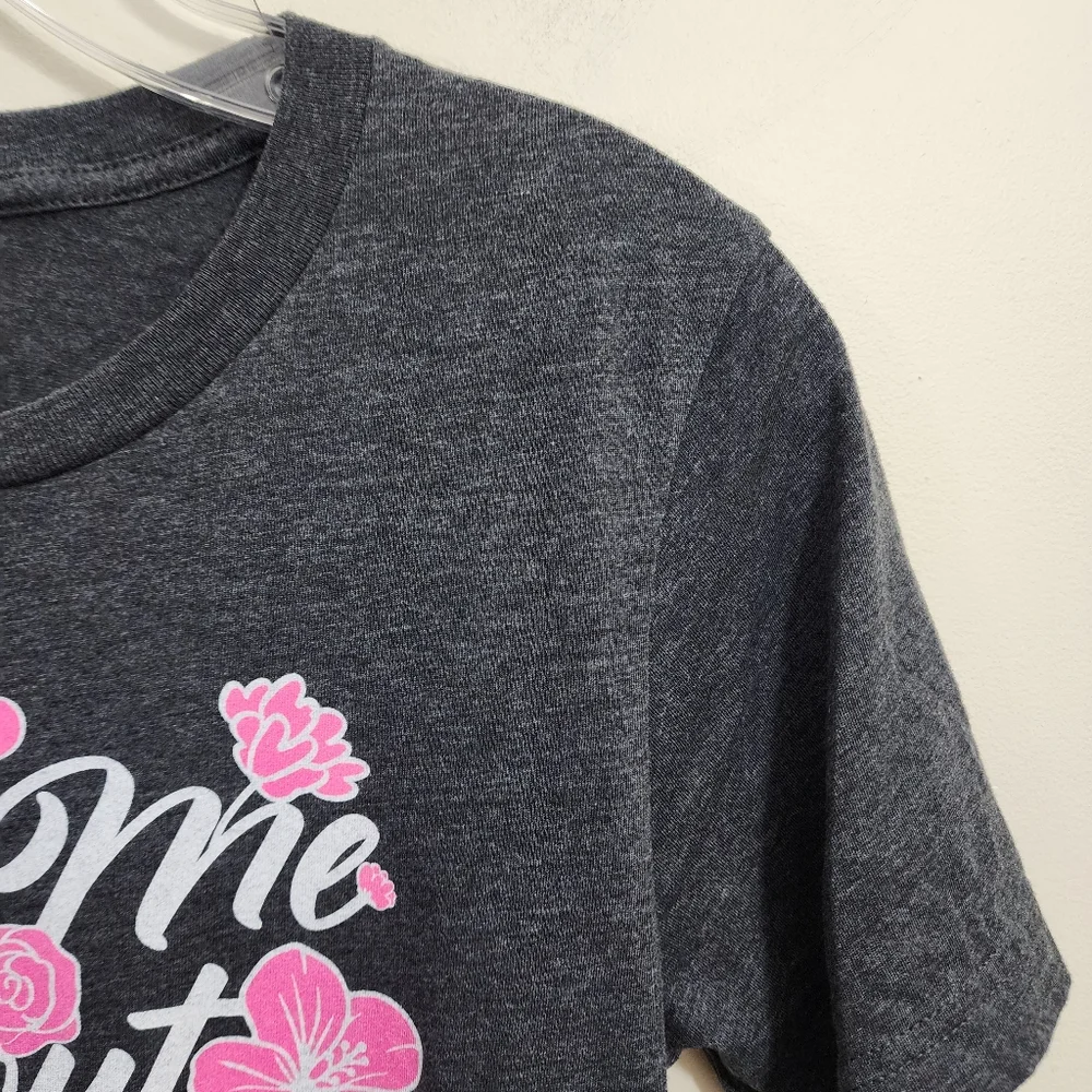 Canvas Ask Me about my cat floral print short sleeve graphic t-shirt woman sz S - Picture 6 of 6
